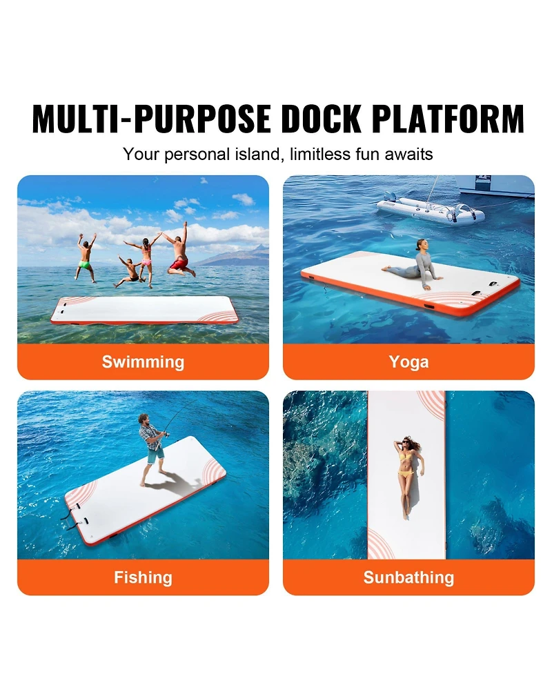 Vevor Inflatable Floating Dock 15x6FT Inflatable Dock Platform Mat with Ladder