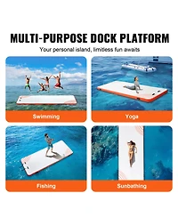 Vevor Inflatable Floating Dock 15x6FT Inflatable Dock Platform Mat with Ladder