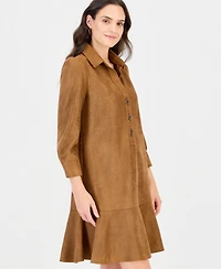 Robbie Bee Petite Faux-Leather Shift Dress