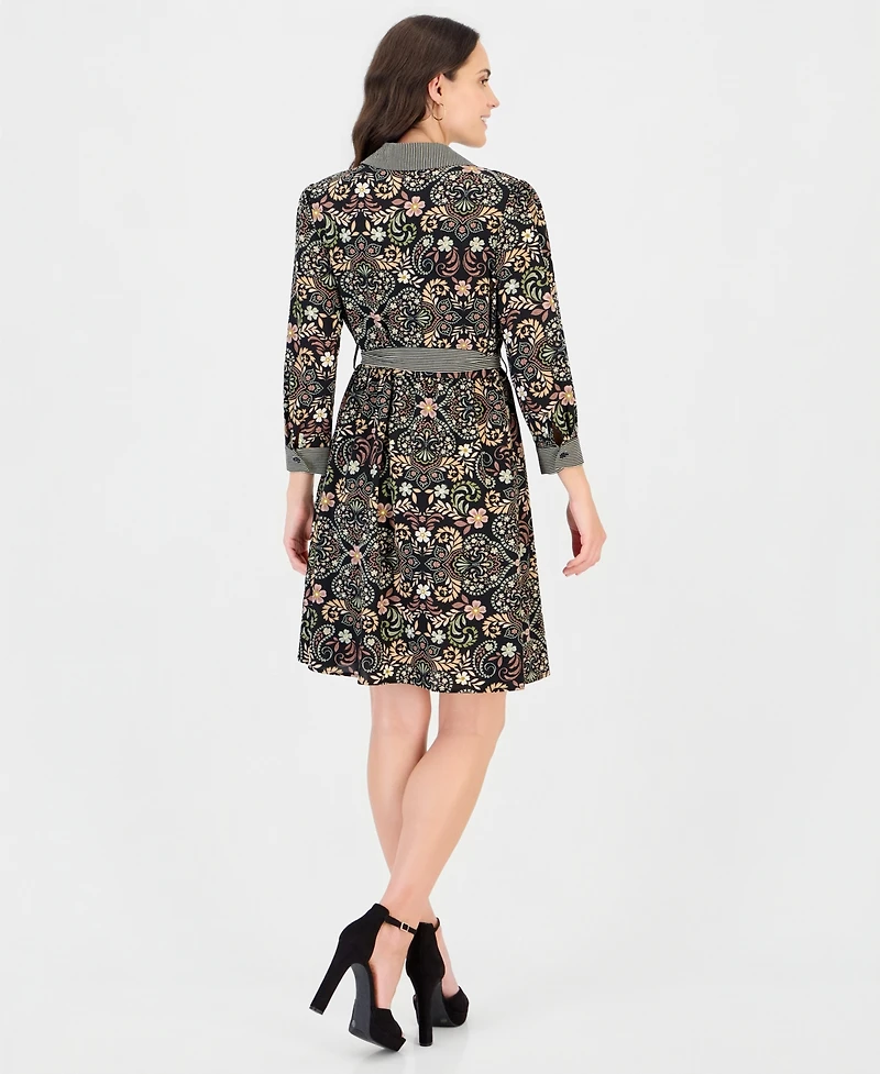 Robbie Bee Petite Scuba Crepe A-Line Shirt Dress