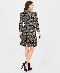 Robbie Bee Petite Scuba Crepe A-Line Shirt Dress