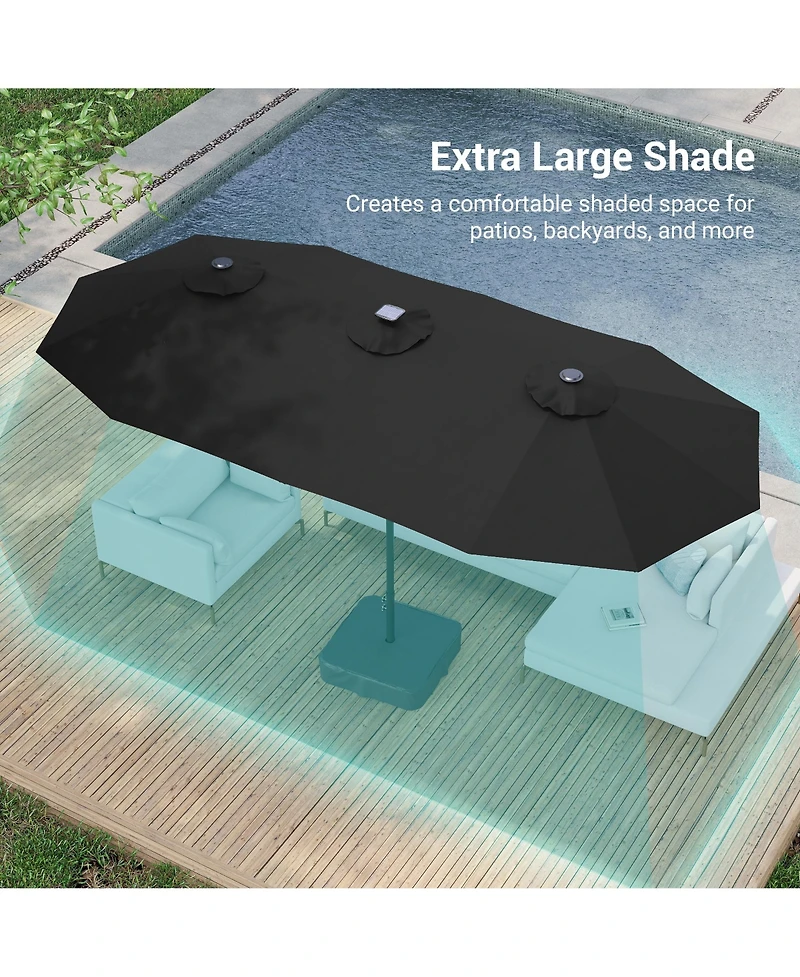 Sonkuki Enhance Your Outdoor Oasis with 15×9 Feet Led Double-sided Patio Umbrella - Stylish, Durable, and Sun-Protective!