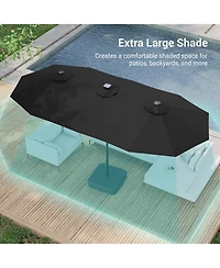 Sonkuki Enhance Your Outdoor Oasis with 15×9 Feet Led Double-sided Patio Umbrella - Stylish, Durable, and Sun-Protective!
