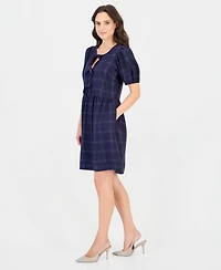 Robbie Bee Petite Candlelight Peach Crewneck Short-Sleeve Dress with Pockets