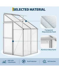 gaomon Heavy Duty Polycarbonate Walk-in Greenhouse Kit - Adjustable Roof Vent and Sliding Door Sturdy Aluminum for Patio, Backyard, Winter Herb