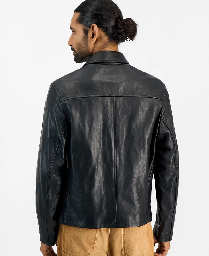 Hugo by Boss Men's Liro Leather Jacket