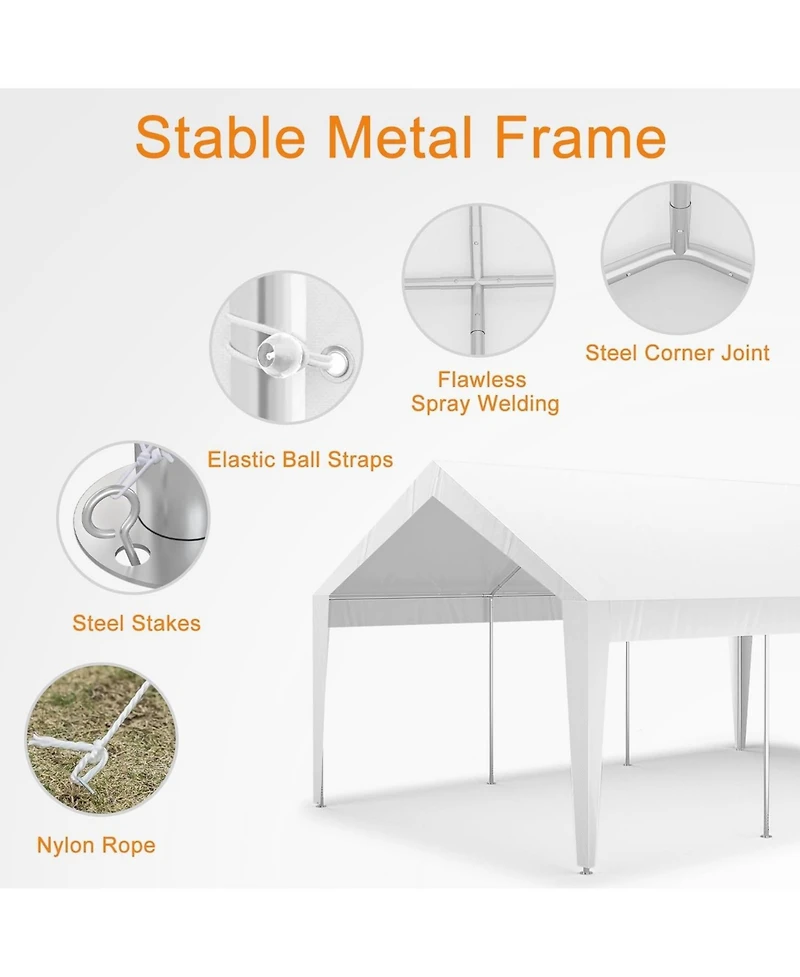 gaomon 10x20feet Heavy Duty Carport Canopy - Portable Garage with Uv Resistant and Waterproof Roof, Tarp Shelter for Cars, Trucks