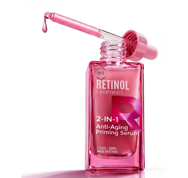 Lovery Retinol and Peptides 2-in-1 Anti-Aging Priming Serum - Korean Skin Care Firming and Smoothing Treatment