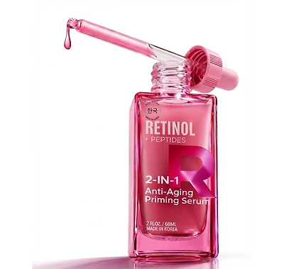 Lovery Retinol and Peptides 2-in-1 Anti-Aging Priming Serum - Korean Skin Care Firming and Smoothing Treatment