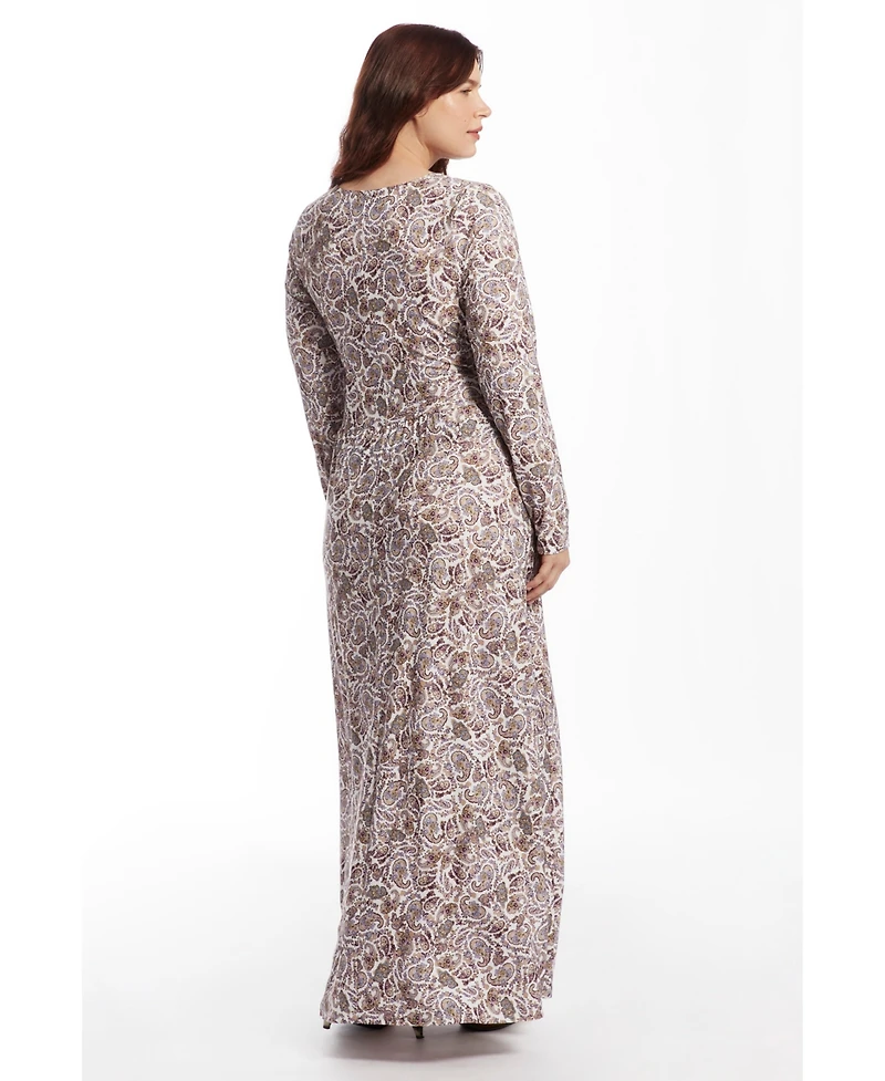 June + Vie Women's V Neck Midi Dress
