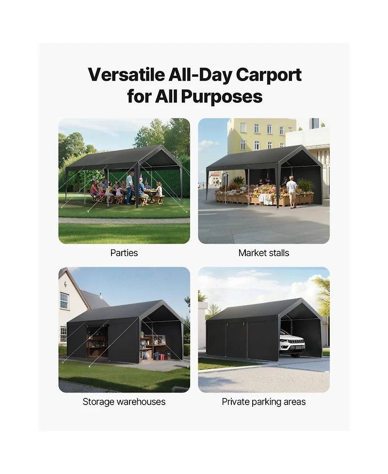 Vevor Carport Car Canopy Heavy Duty Outdoor Car Shelter with Sidewalls