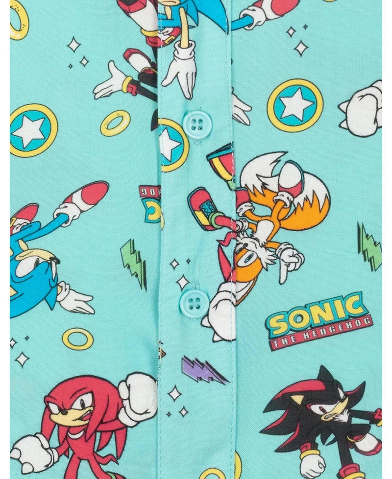 Sonic the Hedgehog Boy's (5-12) Short Sleeve Button-Down Shirt