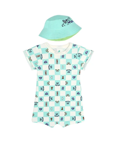 Monsters Inc. Baby Boys' 2-Piece Romper and Bucket Hat Set
