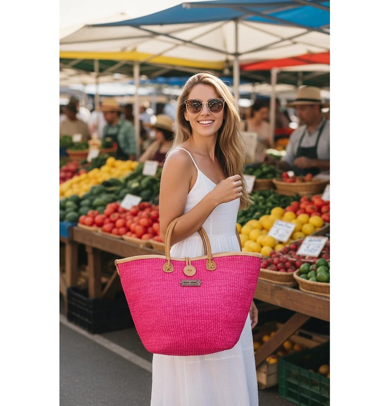 Sawa Sawa Harvest Glow Handmade Sisal Straw Medium Tote Purse