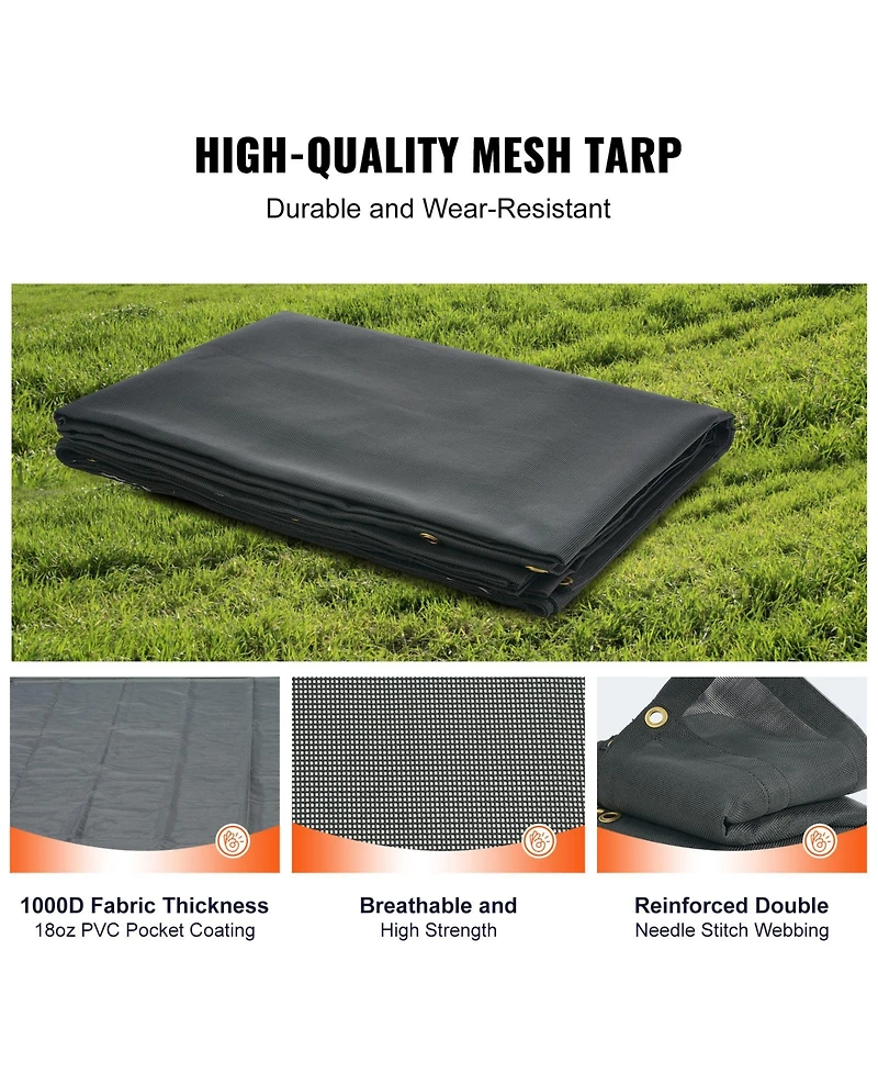 Vevor Dump Truck Tarp Mesh Tarp Pvc 18oz Double Pocket Trailer Shade