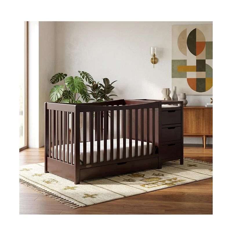 Graco Remi All-in-One Convertible Crib with Drawer and Changer (Espresso)