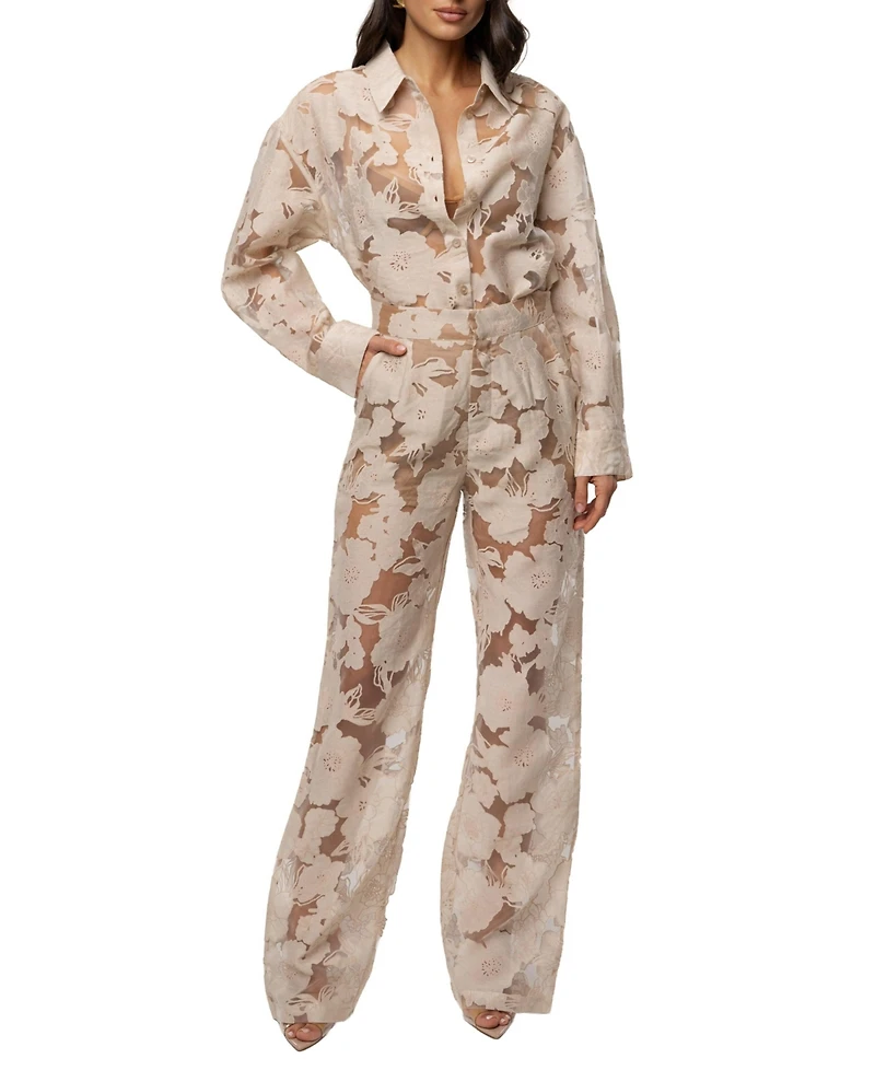 Jluxlabel Women's Organza Floral Pant