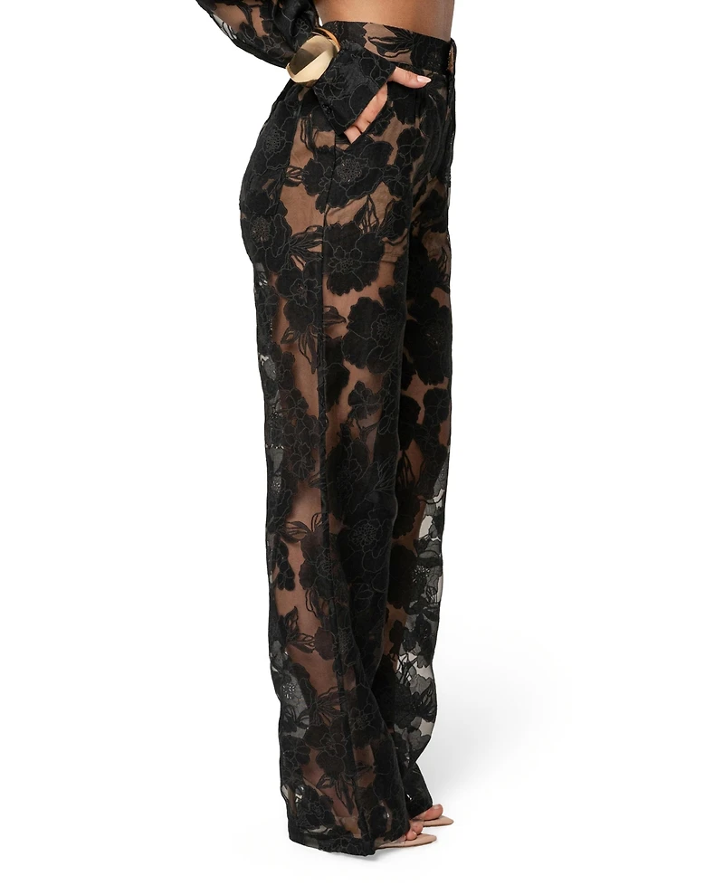 Jluxlabel Women's Organza Floral Pant