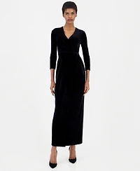 Anne Klein Women's Faux-Wrap Maxi Velvet Gown