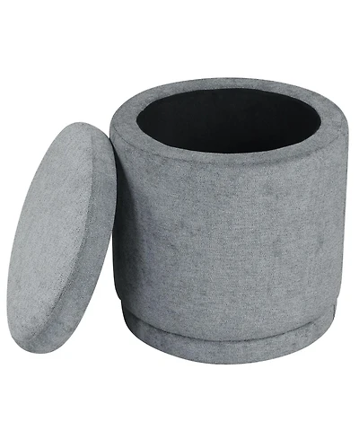 Slickblue Round Foot Stool Ottoman with Storage Space, Removable Lid and Wood Frame