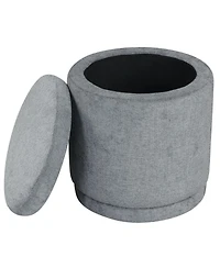 Slickblue Round Foot Stool Ottoman with Storage Space, Removable Lid and Wood Frame