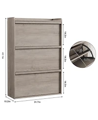 homfan Shoe Cabinet with 3 Flip Drawers - Hidden Wood Storage for Entryway Hallway Living Room