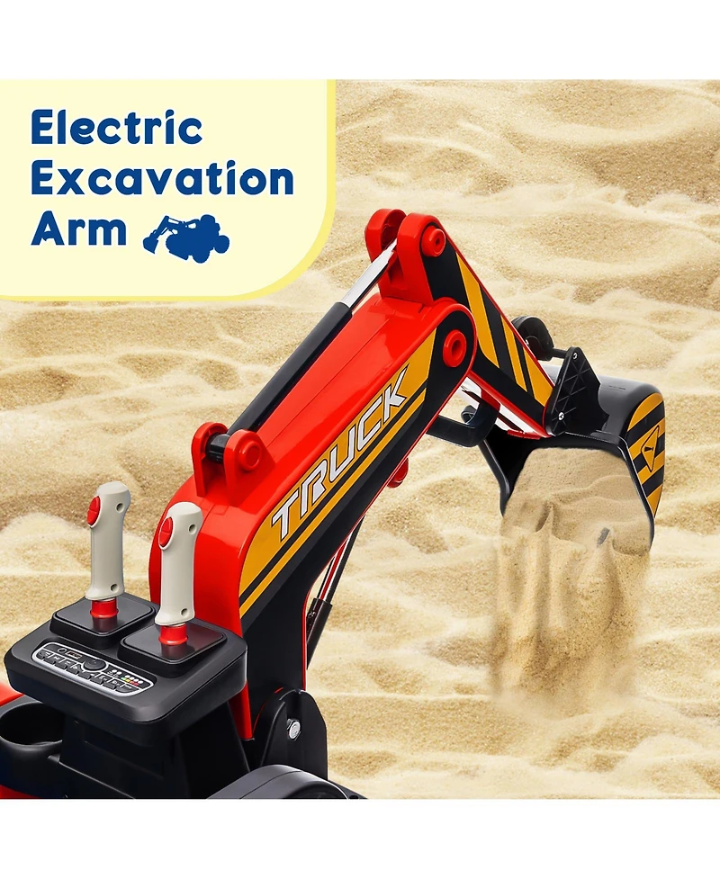 homfan Kids Electric Excavator Ride-On with Working Arm, 4WD & Remote Control, Ages 3+
