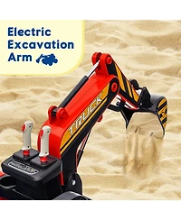 homfan Kids Electric Excavator Ride-On with Working Arm, 4WD & Remote Control, Ages 3+