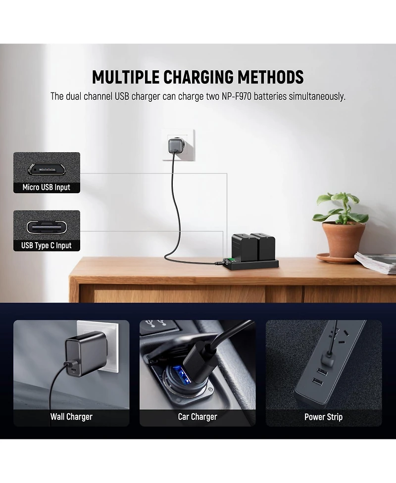 Neewer Nw-F970B 7800mAh Usb-c Battery and Charger Set Compatible with Sony Np-f-Series