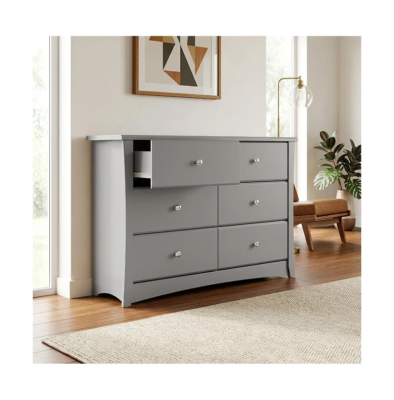 Storkcraft Crescent 6 Drawer Double Dresser (Pebble Gray)