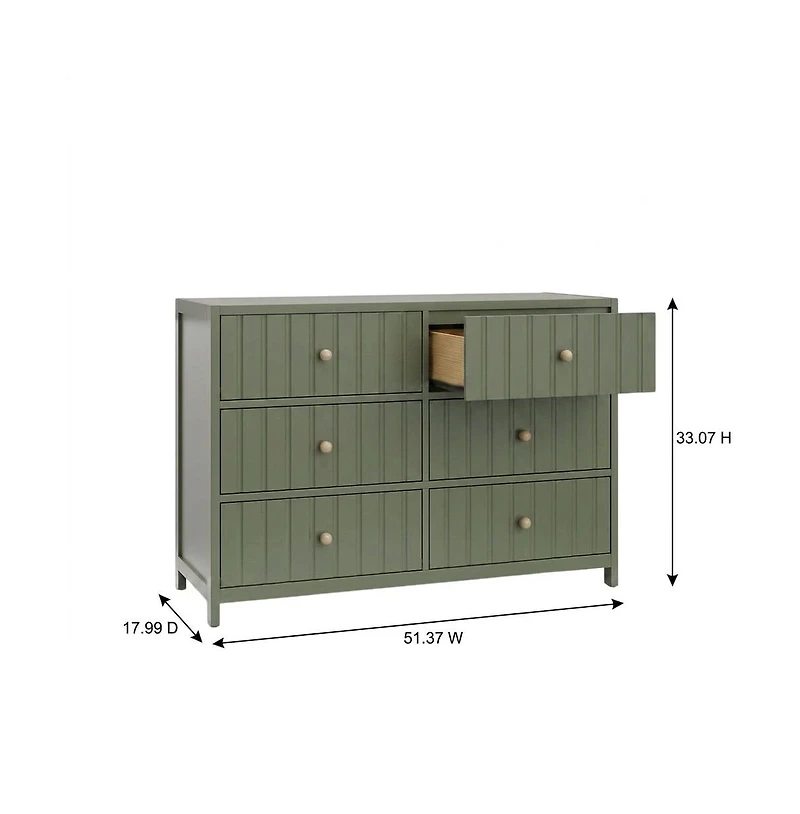 Graco Teddi 6 Drawer Double Dresser (Olive)