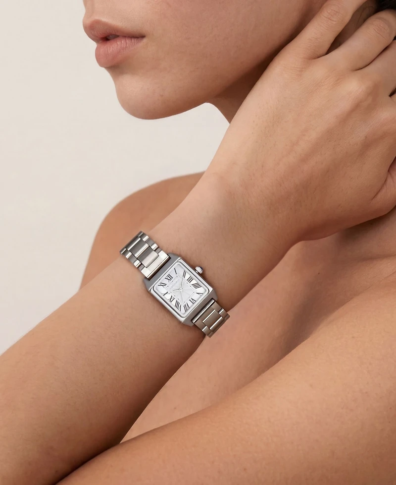 Adornia Women's Silver Berlin White Face Watch