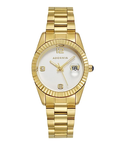 Adornia Women's Gold Rome White Face Watch