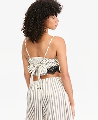 Bar Iii Women's Pinstripe Satin V-Neck Sleeveless Top, Macy's Exclusive