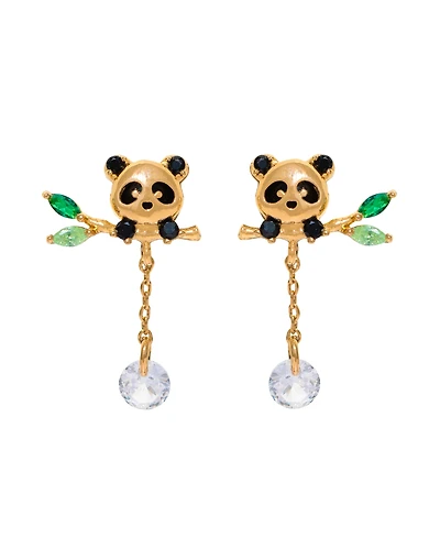 Girls Crew Crystal Lucky Panda Dangle Earrings