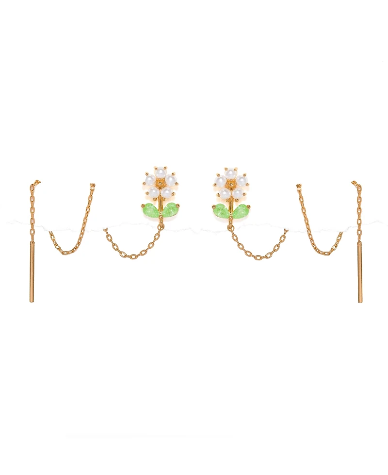 Girls Crew Crystal Daisy Petal Threader Earrings