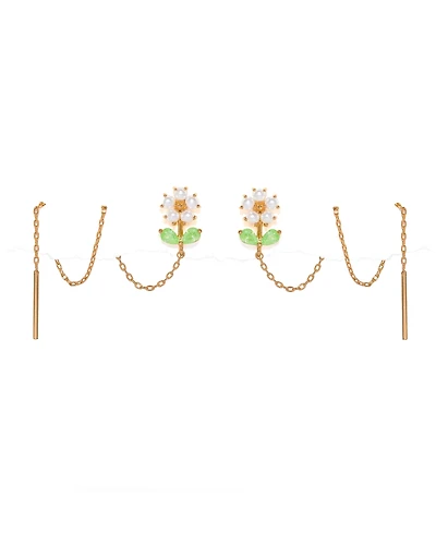 Girls Crew Crystal Daisy Petal Threader Earrings