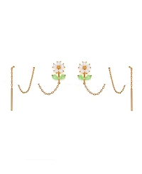 Girls Crew Crystal Daisy Petal Threader Earrings