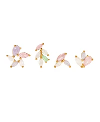 Girls Crew Crystal Pastel Leaf Stud Earrings Set