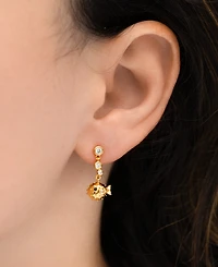 Girls Crew Crystal Pufferfish Dangle Earrings