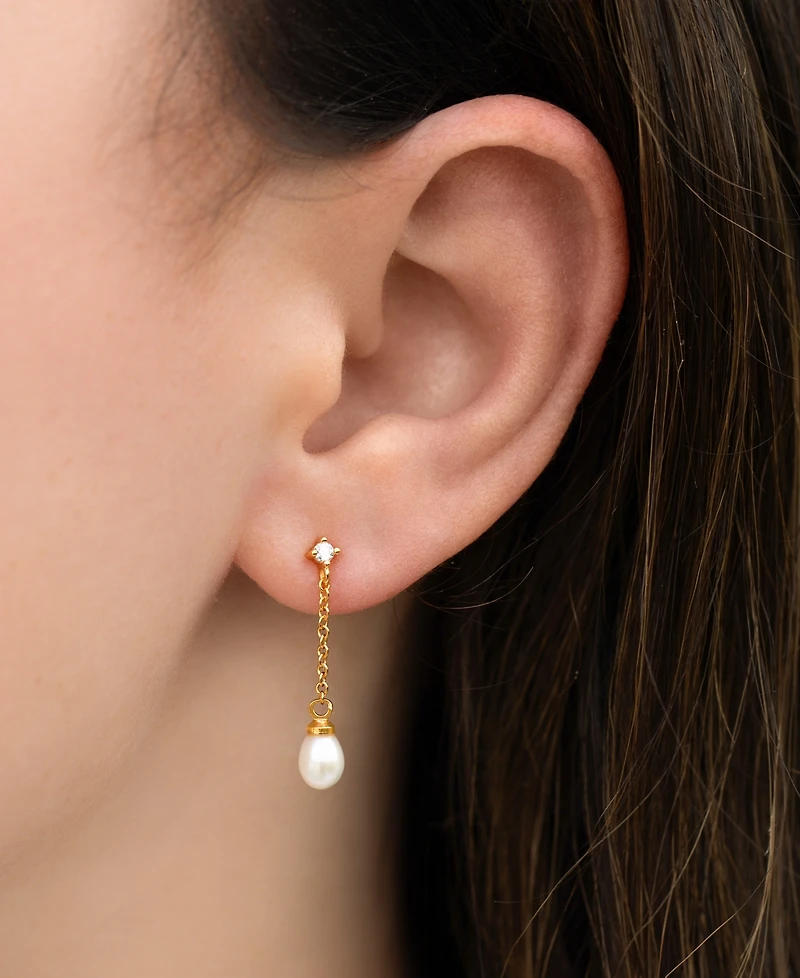 Girls Crew Crystal Falling for You Imitation Pearl Drop Earrings