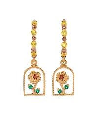 Girls Crew Crystal Disney Beauty and Beast Enchanted Rose Hoop Earrings