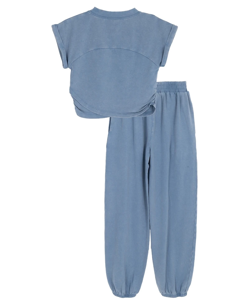 Tween Diva Girls' 7-12 Washed Jersey Knit Crossover T-Shirt and Jogger Pants, 2-Piece Set