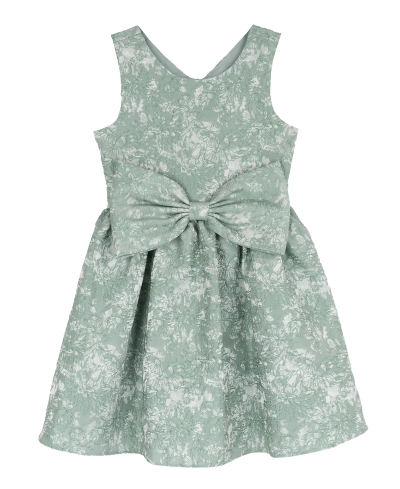 Rare Editions Girls' 7-16 Brocade Large Bow Sleeveless Dress