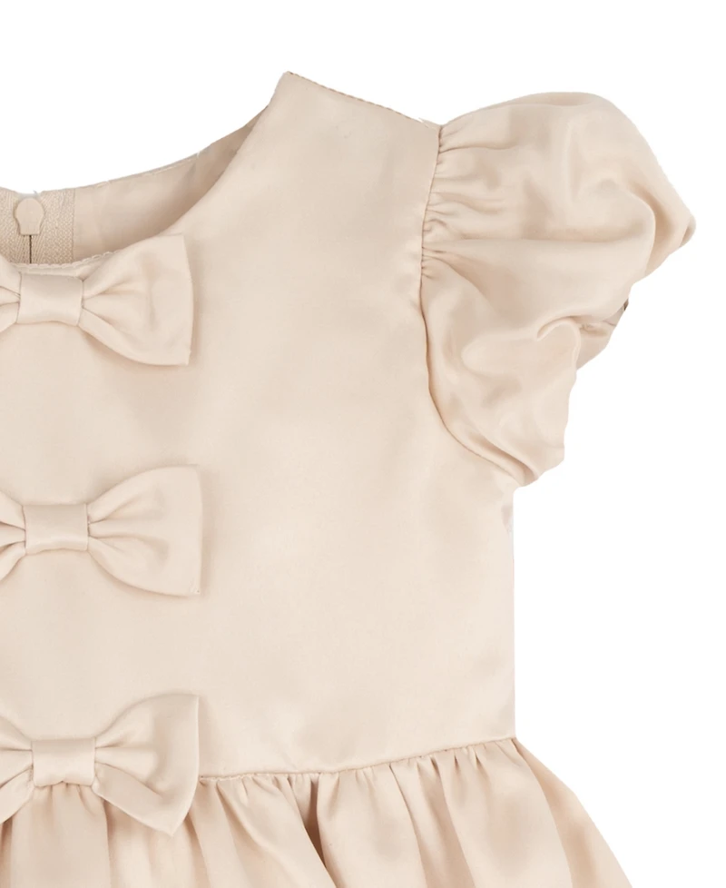 Rare Editions Toddler Girls' 2T-4T Satin Bow Bodice Bubble Sleeve Dress