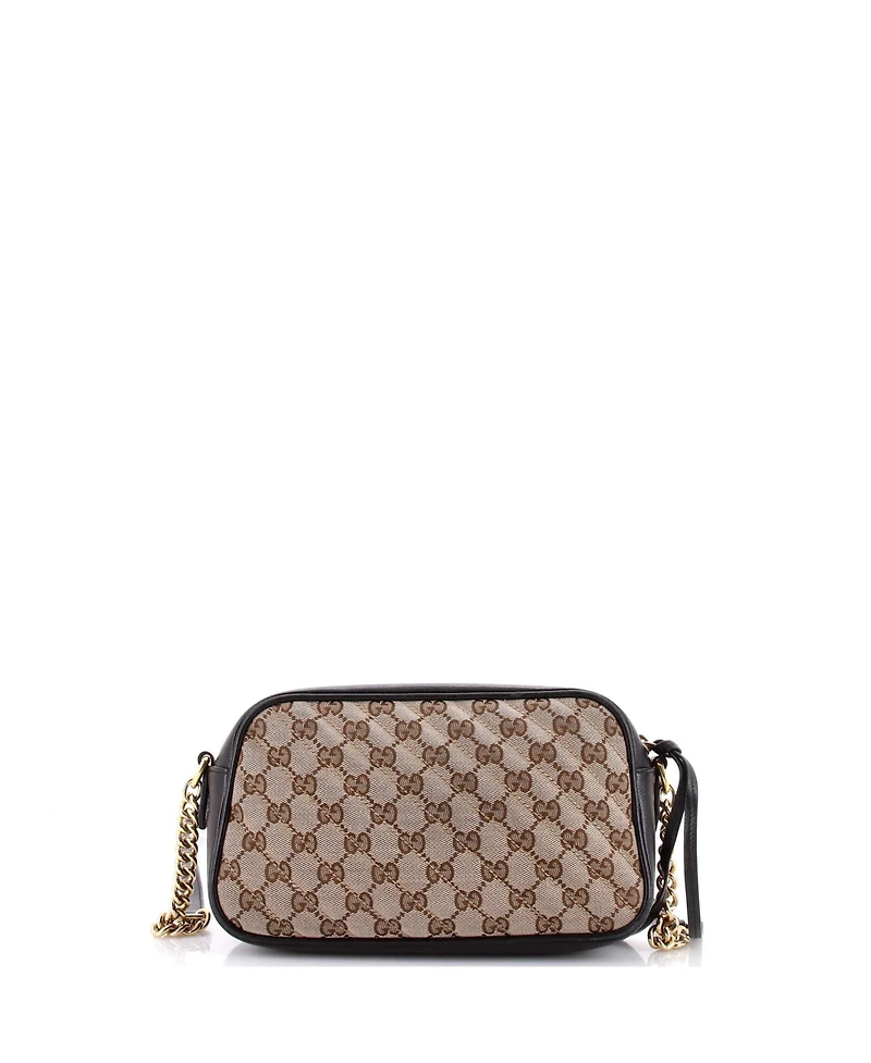 Pre-Owned Gucci Small Gg Marmont Shoulder Bag Diagonal Quilted Gg Canvas with Leather