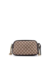 Pre-Owned Gucci Small Gg Marmont Shoulder Bag Diagonal Quilted Gg Canvas with Leather
