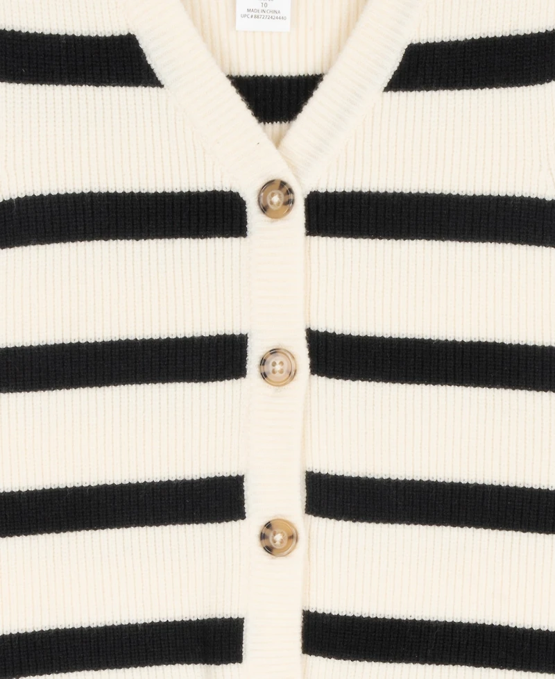Tween Diva Girls' 7-12 Striped Sweater Vest, Pleated Skort with Belt and Bow Hair Clip, 3-Piece Set