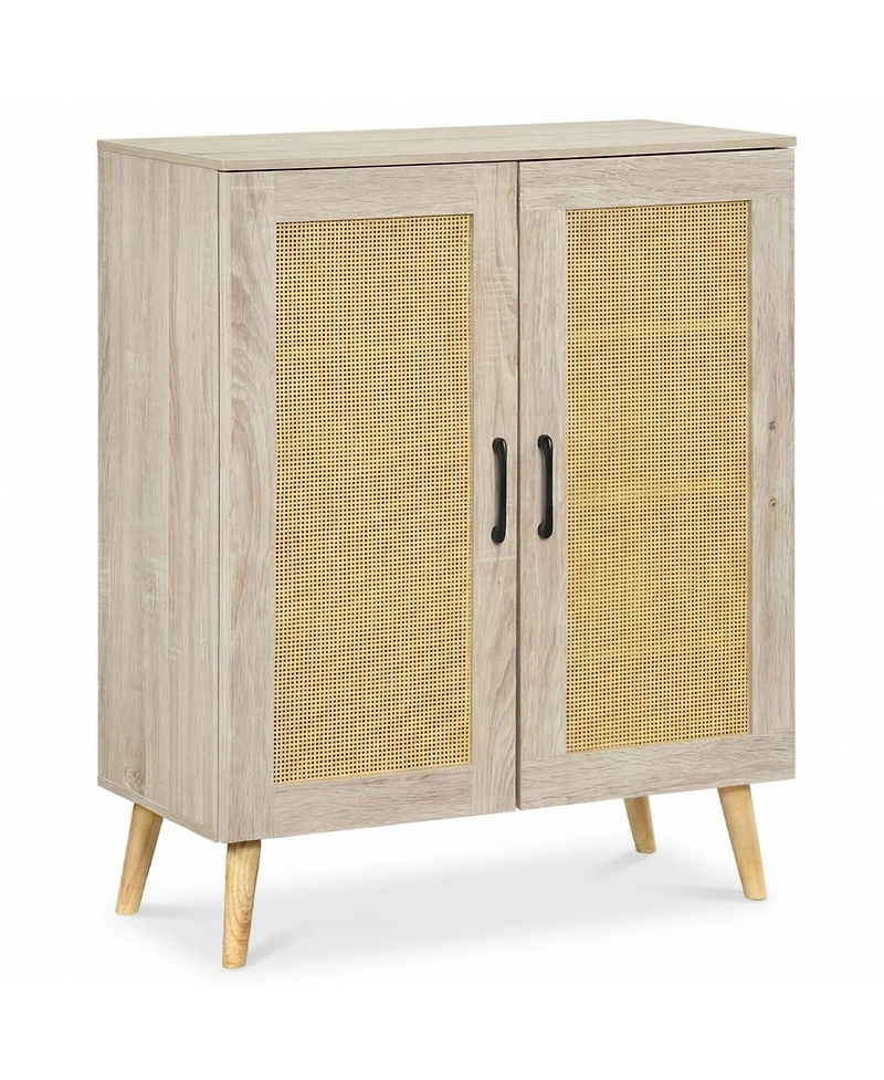 Slickblue Rattan Shoe Storage Cabinet 5-Tier with Adjustable Interior Shelves