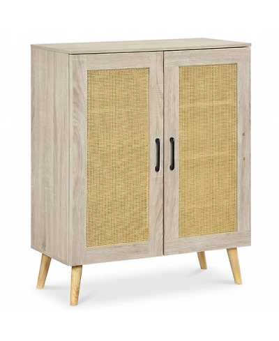 Slickblue Rattan Shoe Storage Cabinet 5-Tier with Adjustable Interior Shelves